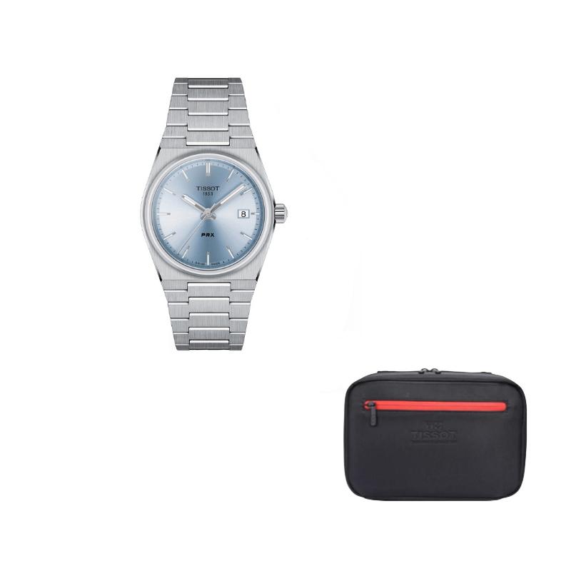 Tissot PRX Женские кварцевые часы 100м Водонепроницаемость 35мм Синий циферблат Стальной браслет T137.210.11.351.00