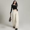 High-Waisted Wide Leg Jeans Women Loose Flowy Cropped Full-Length Denim Trousers Plus Size Comfort Fit