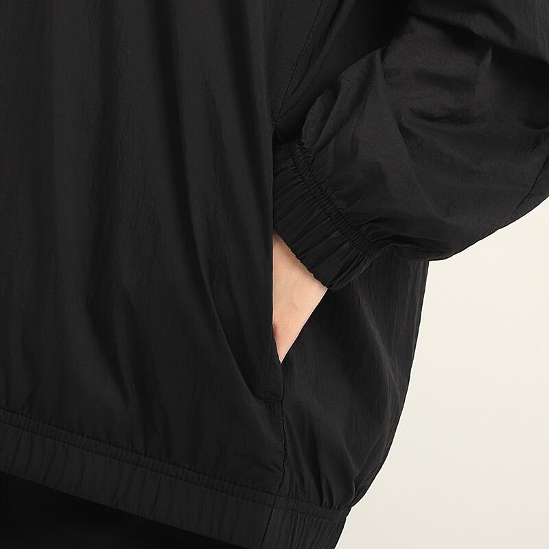 Nike Спортивная ветровка с логотипом Swoosh и винтажным воротничком-стойкой, напечатанная в виде ткани, весенняя женская куртка, черная CV8659-010