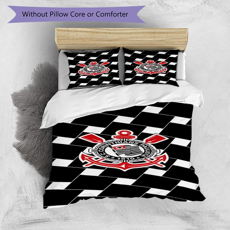 Sport Club Football Crest Printed Pattern Duvet Cover Set – includes 1 duvet cover and 2 matching pillowcases Bedroom decor Christmas gifts