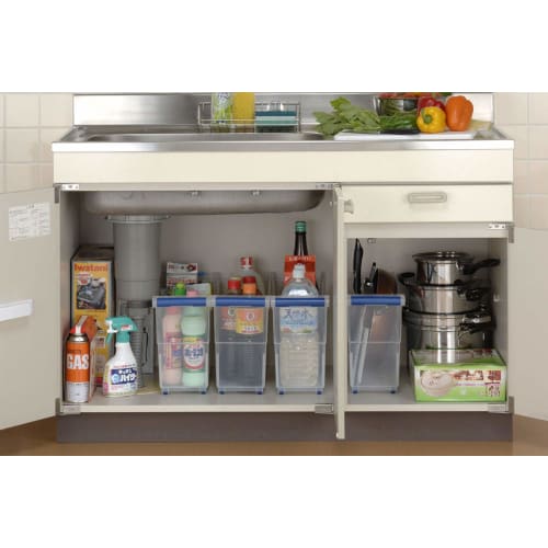 Inomata Chemical Under-Sink Storage with Casters, Clear, 1230