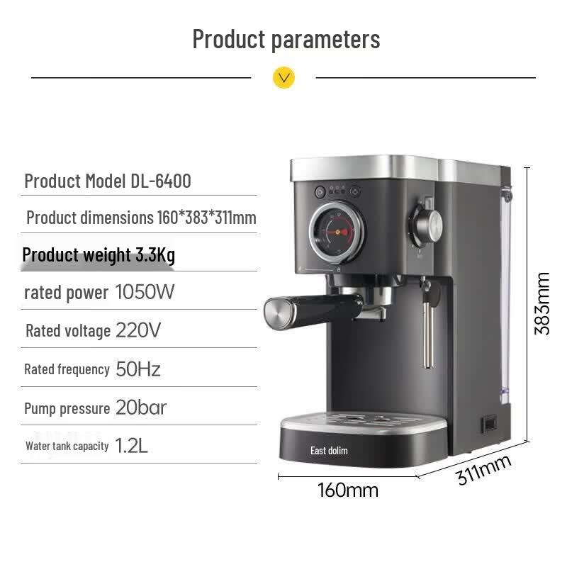 Donlim DL-6400 Retro Semi-Automatic Espresso Machine CN plug (adapter included)