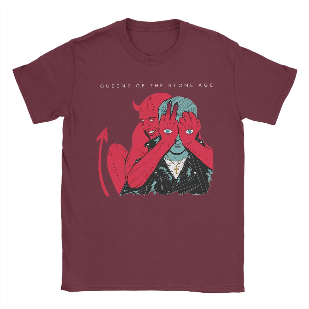 Футболка Queens of the Stone Age Музыкальная группа Хлопковые футболки Рок-музыка США Футболка для мужчин Летняя с коротким рукавом Топы