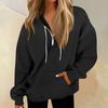 Women's Casual Fashion Long Sleeve Solid Color Zip Pullover Hoodies Sweatshirt Top