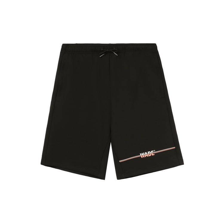 Li Ning Wade Sports Basketball Series Letter Print Sports Knit Shorts Men Shorts Black AKSR351-1