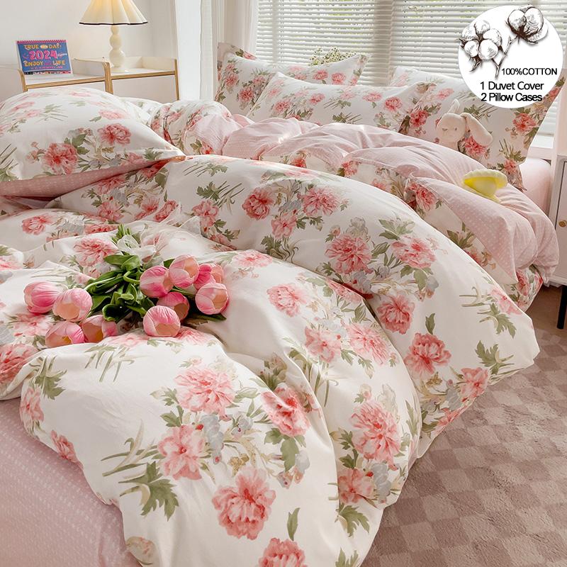 100% Cotton Bedding Set Duvet Cover Set 1 Quilt Cover 2 Pillowcases No Sheet- Ultra Soft Breathable Hypoallergenic