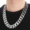 Мужское ожерелье из кубинской цепи длиной 60 см и шириной 24 мм из матовой цельной нержавеющей стали с панцирным плетением для мужчин, ювелирные изделия на шею
