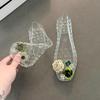 Черные Прозрачные Летние Женские Туфли с Цветочными Украшениями из Страз и Блесток, Корейский Стиль, Ажурные Пляжные Туфли