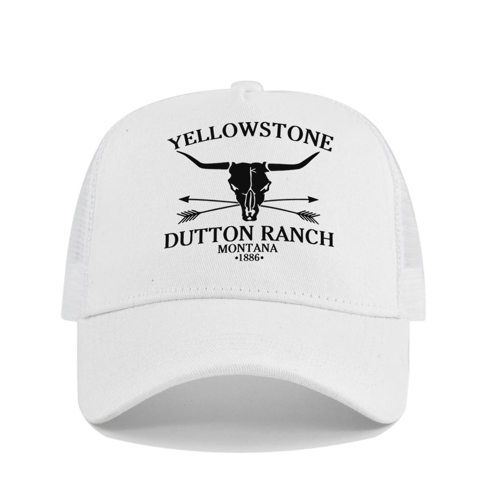 Cotton Front Mesh Back Trucker Cap, Bull Skull Print Adjustable Snapback Baseball Hat Unisex Western Style Outdoor Sports Sun Hat