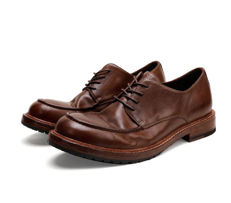 Мужские повседневные универсальные кожаные туфли ручной работы Goodyear Craft из натуральной кожи с подошвой, промытые в стиле ретро