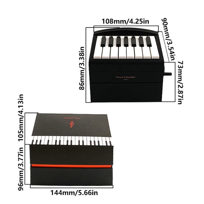 Настольный календарь на 2025 год на музыкальную тематику с маленьким пианино и 15 клавишами, пластиковая текстура, для энтузиастов и стильных интерьеров