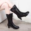 Ladies Shoes 2024 Side Zip Mid-Calf Women's Boots Keep Warm Modern Boots Women Bow Tie Fringe Round Toe Med Heel PU Shoes Women