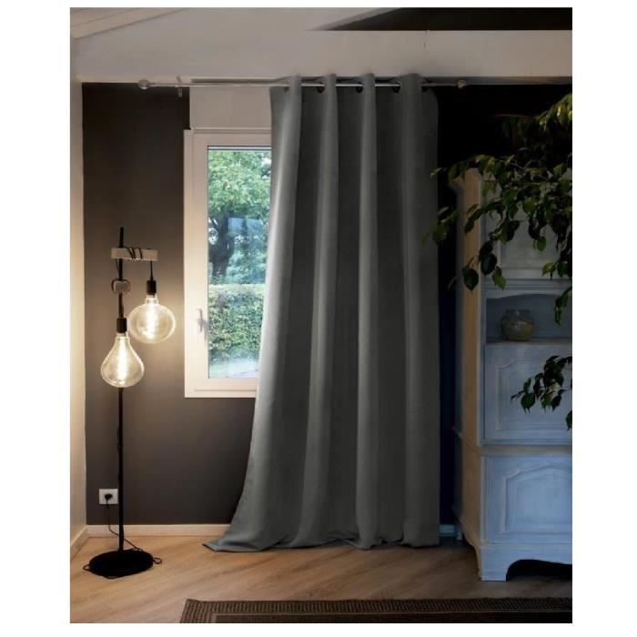 Rideau - Inuit - Anthracite - 140 x 260 cm - Opacifiant - Thermique - 8 œillets