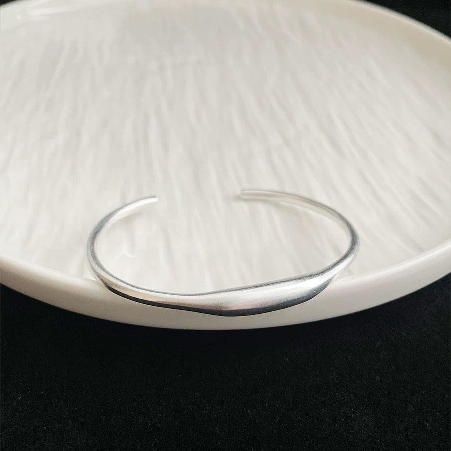 100% Solid 925 Sterling Silver Metal Bracelet for Women Men Gold Color Handmade Simple Bracelet Birthday Gift S-B451