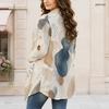 Women s Plus Size Open Front Draped Collar Long Sleeve Geometric Printed Curved Hem Cardigan