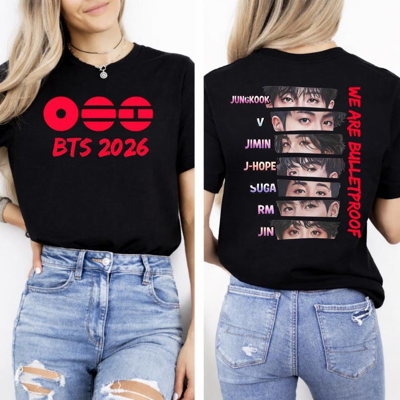 Футболка Bulletproof Tour 2026 BTS Arirang, Футболка с концерта BTS, BTS Джин, Хулиган, Забавная футболка Футболка с концерта BTS Arirang Вдохновленная Джином Хулиган