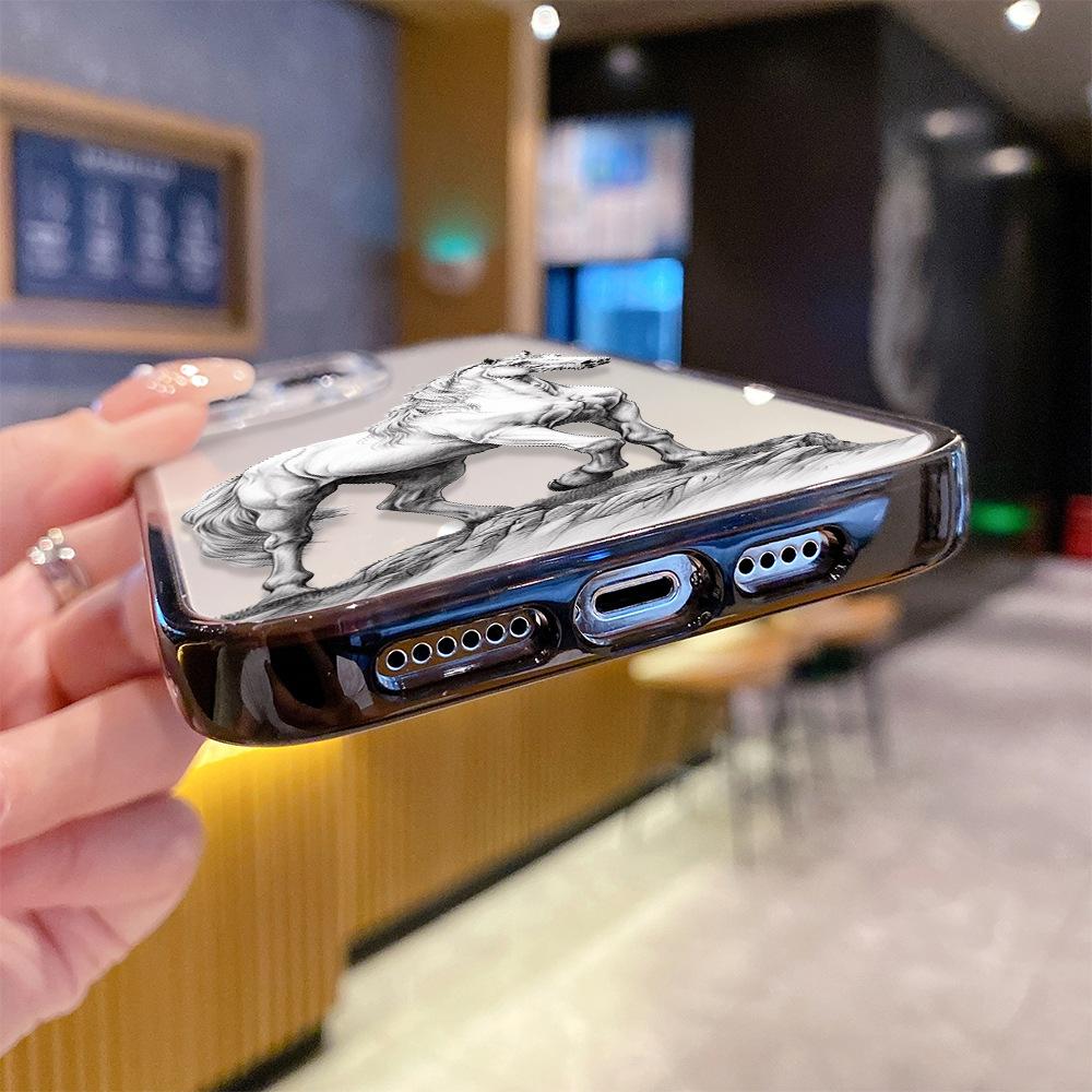 Ozon популярный арт-скетч белый конь чехол для мобильного телефона iPhone12 продвинутое магнитное притяжение прозрачный apple 17promax