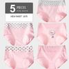 5Pcs High Waist Panties Cotton Breathable Women's Underwear Ladies Underpants Size M-XXL
