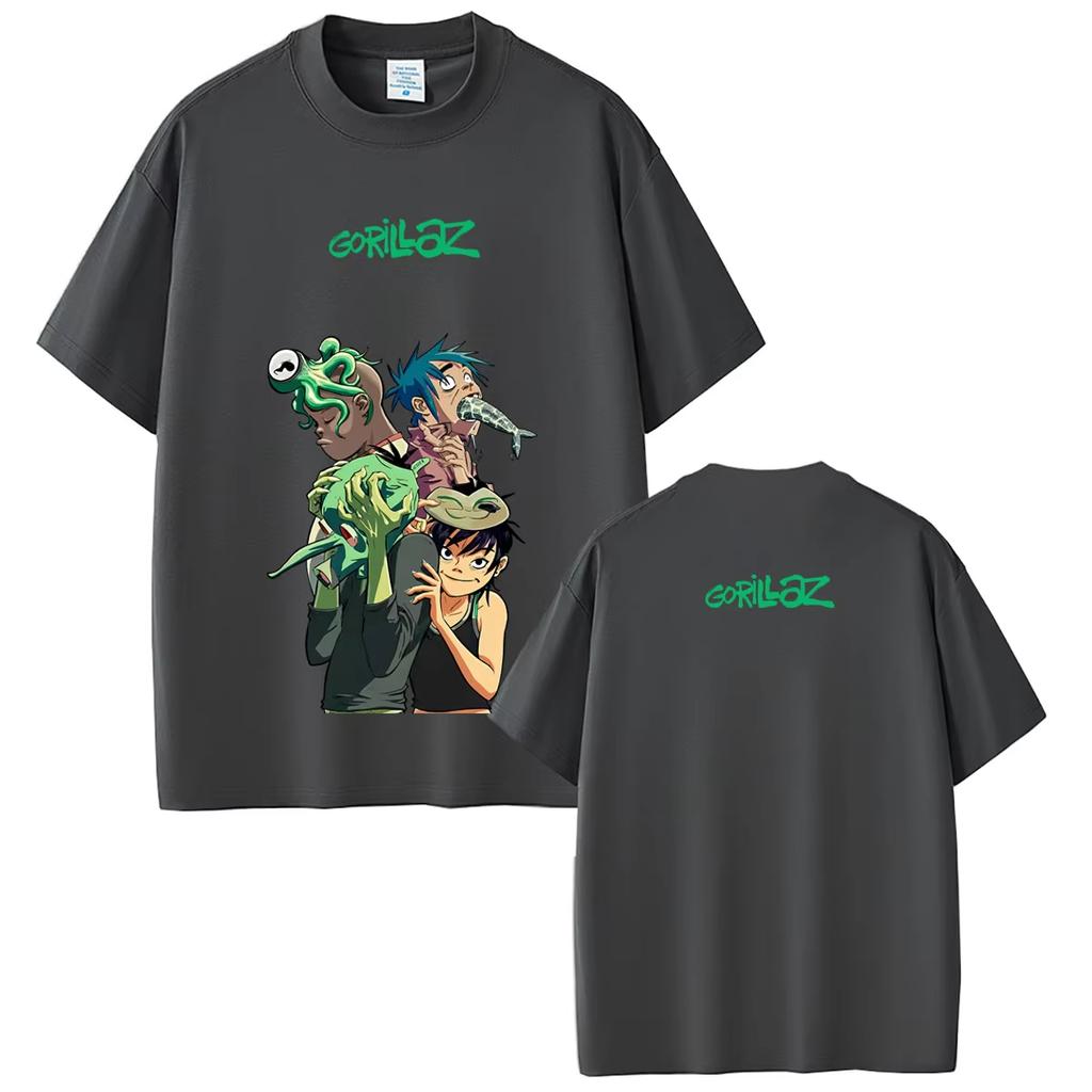 Рок-группа Gorillaz Мерч Футболка Летняя Унисекс Женская Мода Хип-хоп Мода Уличная одежда Унисекс Готические Панк Футболки Топы