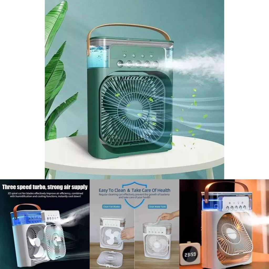 Миниатюрный настольный вентилятор с функцией распыления воды, питанием от USB, тихий портативный кондиционер для общежития и офиса, в пяти цветах.