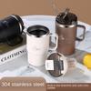 Термокружка из нержавеющей стали 304 с крышкой и ложкой, вакуумная кружка для офиса и путешествий