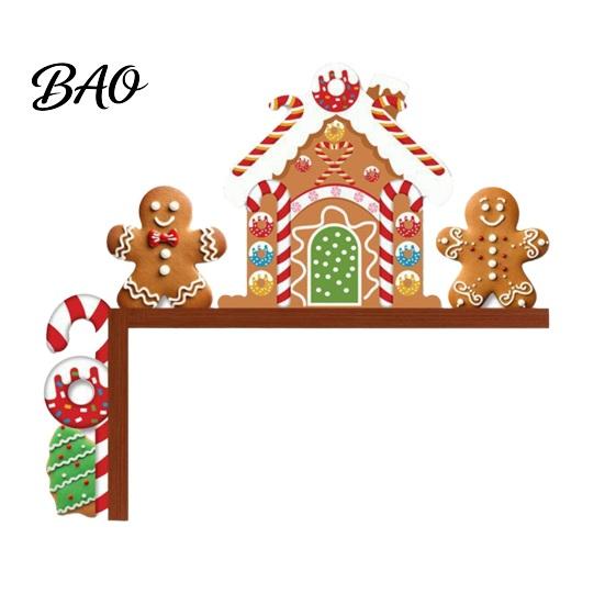 Snowman Door Frame Art Christmas Topper, Wooden Corner Sign, Santa Gingerbread Rustic Holiday Accents Man Decor for Home Party Decoration Decorations