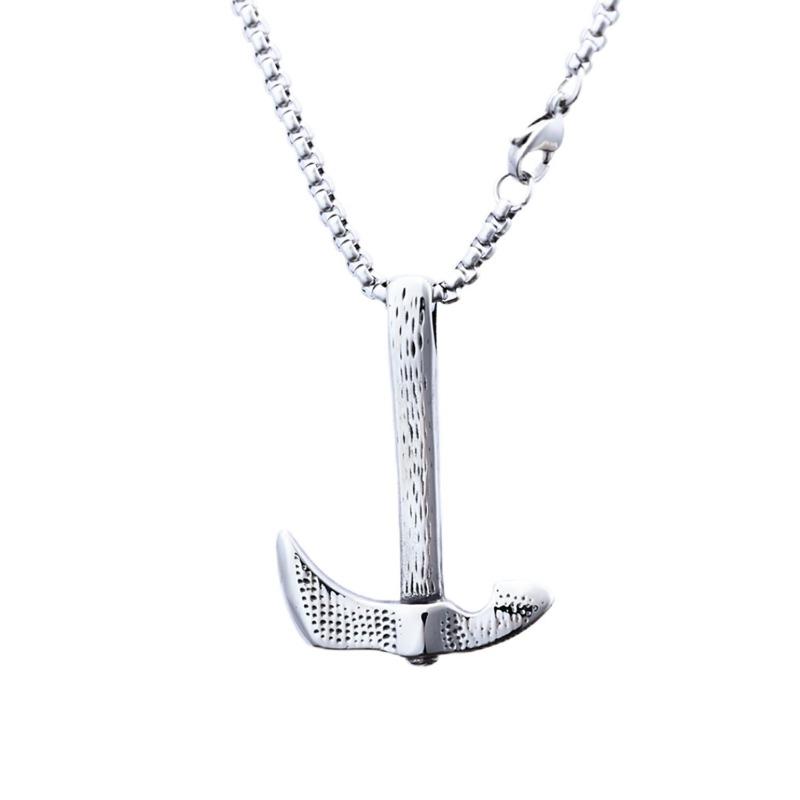 Ancient style ax and hammer texture stainless steel pendant stylishtrendy punk men stainless steel necklace