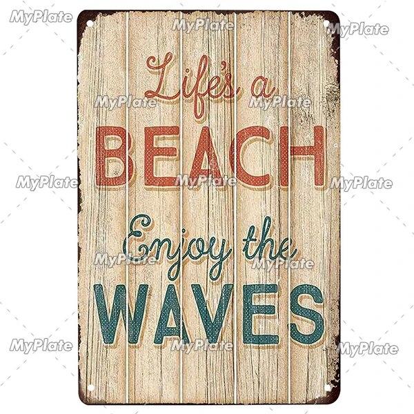 [MyPlate] Beach Metal Sign Vintage Plaque Tin Sign Plate Wall Decor For Bar Club Man Cave Art Painting Poster Gift