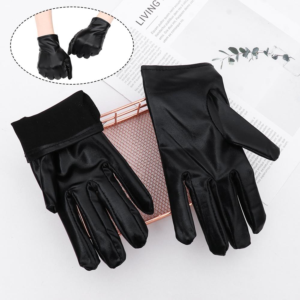 Мужские Женские Готические Панк Митенки Хэллоуин Кожаные Перчатки Наряд Черные Перчатки