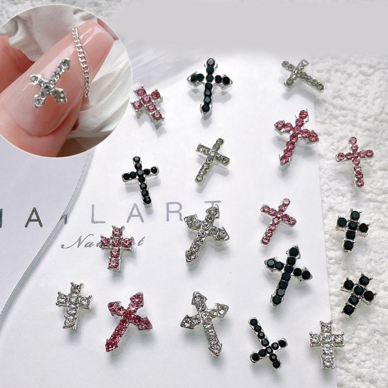 10 шт. 3D крестовые charms для ногтей, сплав, ретро крестовые charms для ногтей, украшения, DIY, сплав, украшения для ногтей