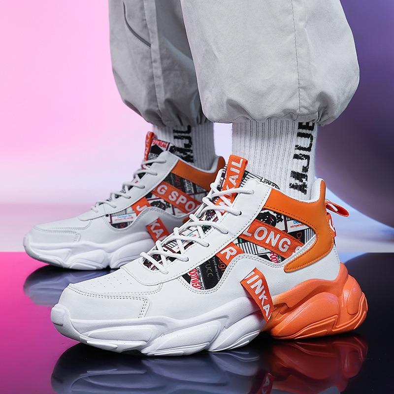Мужские высокие кроссовки Colorblock на массивной подошве, дышащие, нескользящие, повседневные спортивные shoes