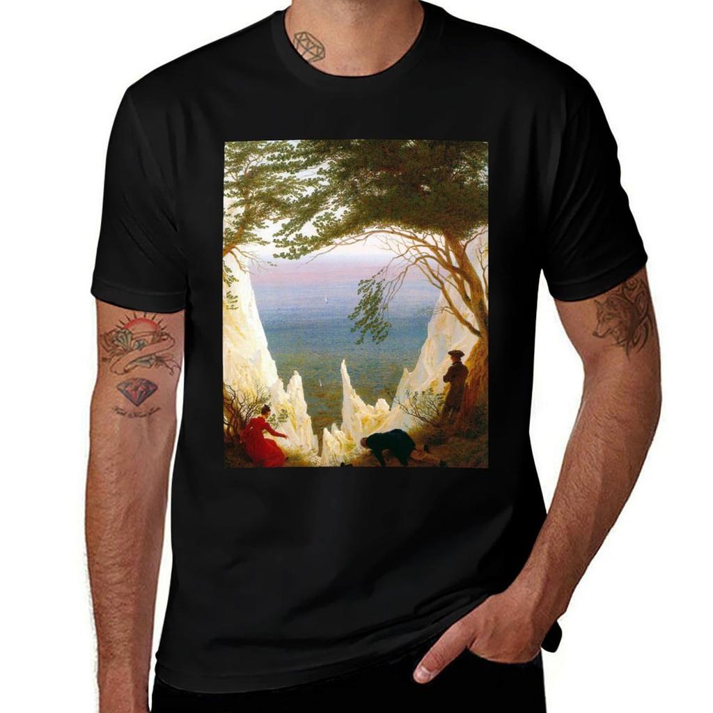 Hd Caspar David Friedrich Chalk Cliffs At Ruegen 1818 1819 Tshirt Casual Everyday Wear Tshirt