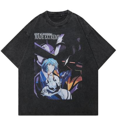 Уличная одежда с обеих сторон, футболка унисекс с японским аниме, хлопковая промытая черная футболка, топы унисекс, футболки, летняя футболка с короткими рукавами