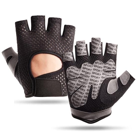 1 пара спортивных перчаток с сеткой, противоскользящие, большие, с половиной пальцев, унисекс, полые, фрикционные, износостойкие, полые