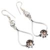 Smoky Quartz Gemstone Handmade Gift For Her Silver Jewelry Earrings 1.5''