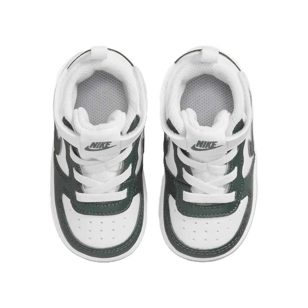 Nike Court Borough 2 Нескользящие Устойчивые к истиранию Обувь для малышей средней высоты Бело-зеленые Для младенцев и малышей CD7784-119