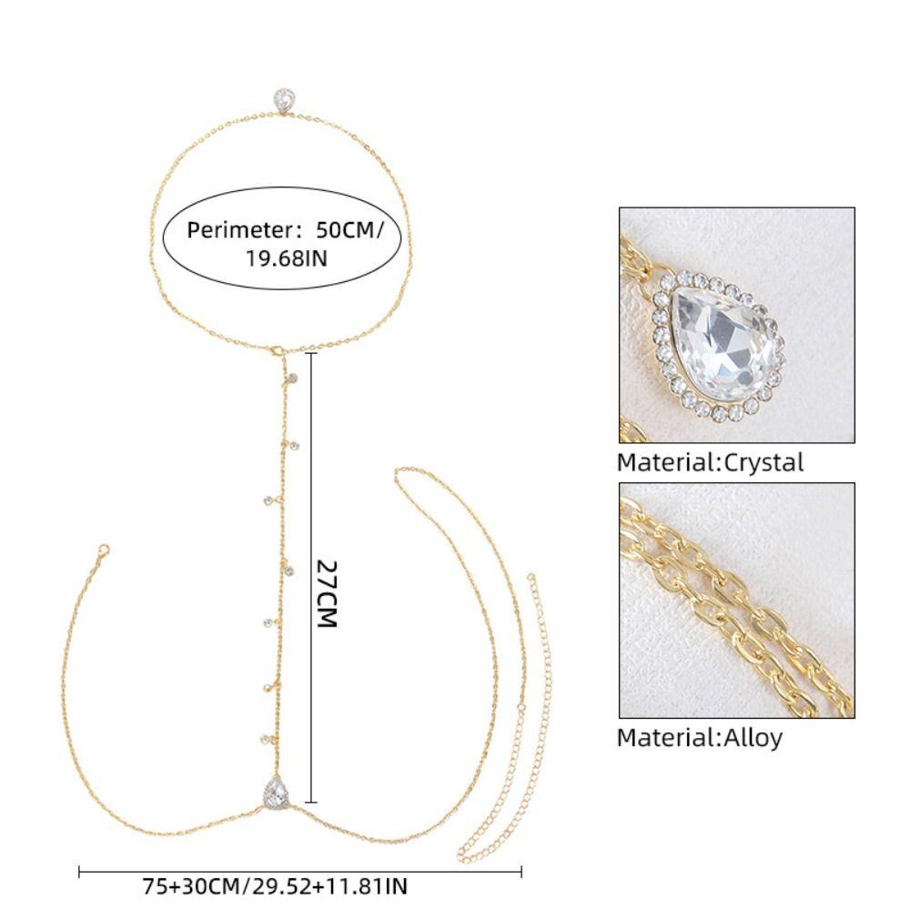 Hanging Neck Style Drop Crystal Body Chain Dress Charm Rhinestone Chest Chain Female Lady Girl