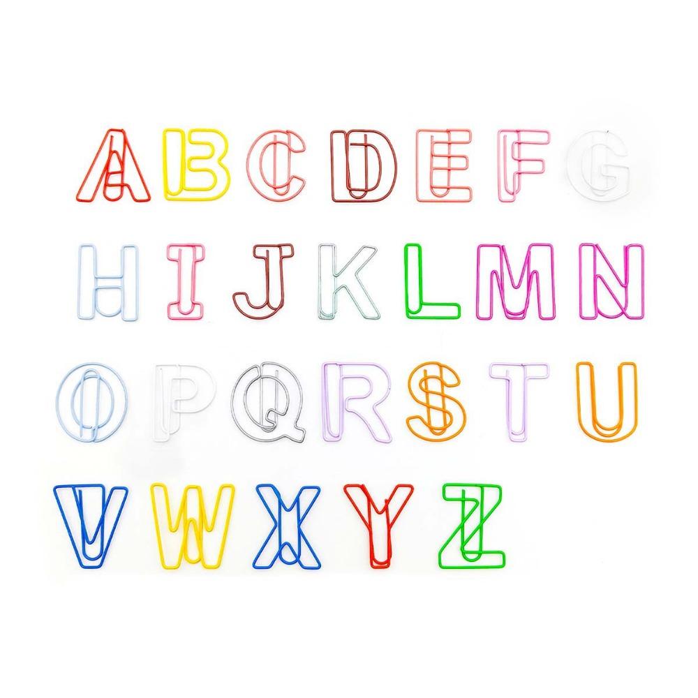 26pcs Hollow Letter Paper Clips Bookmark Photo Tickets Holder Colorful Paper Clamps School