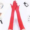 1 Pair Gloves Solid Color Full Fingers Elastic Smooth Soft Breathable Elbow Length Bride Wedding Party Stage Show Performance Cosplay Gloves