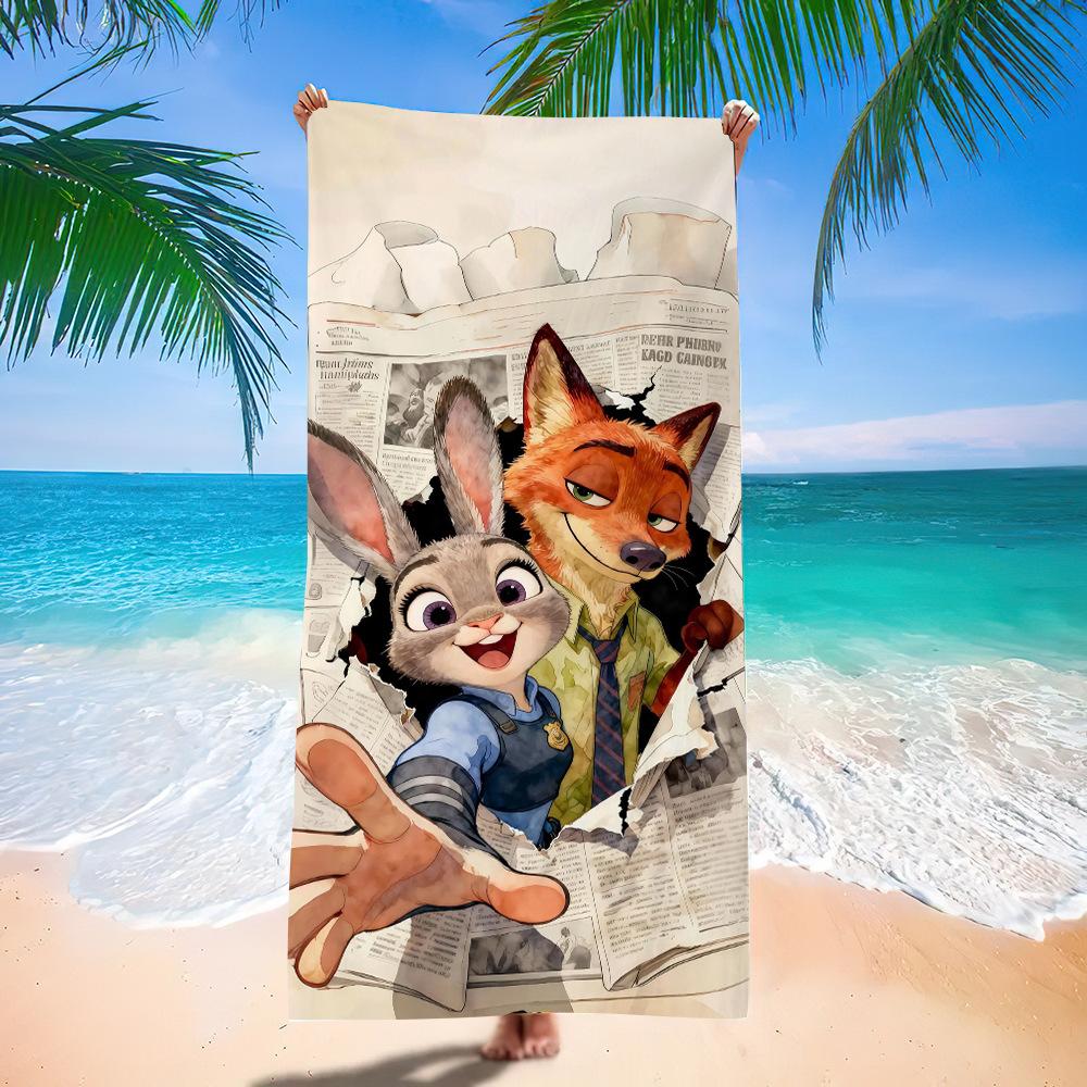 Zootopia Beach Towel Microfiber Bath Towel Kids Cartoon Week Judy Nick Quick Dry Towel