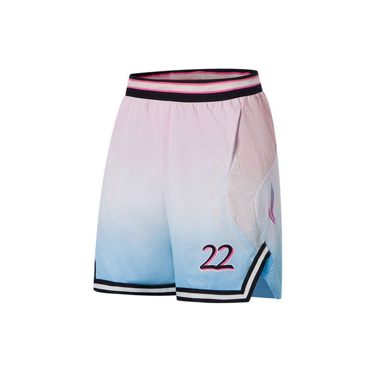 Li-Ning Дышащие трикотажные баскетбольные шорты мужские шорты розовые синие AAPS021-1
