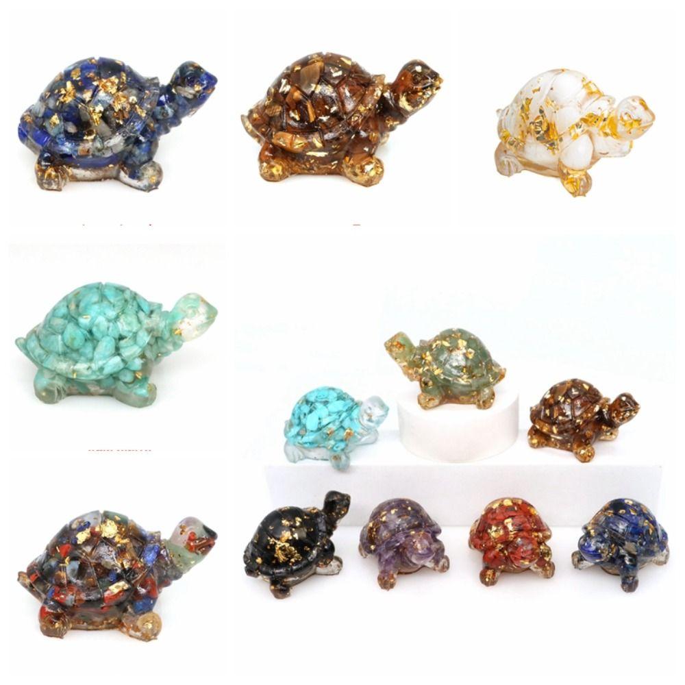 50MM Resin Turtle Statue Healing Crystals Tumbled Stones Sculpture Reiki Pocket Animals Tortoise Figurine Gems Crafts Home Decor
