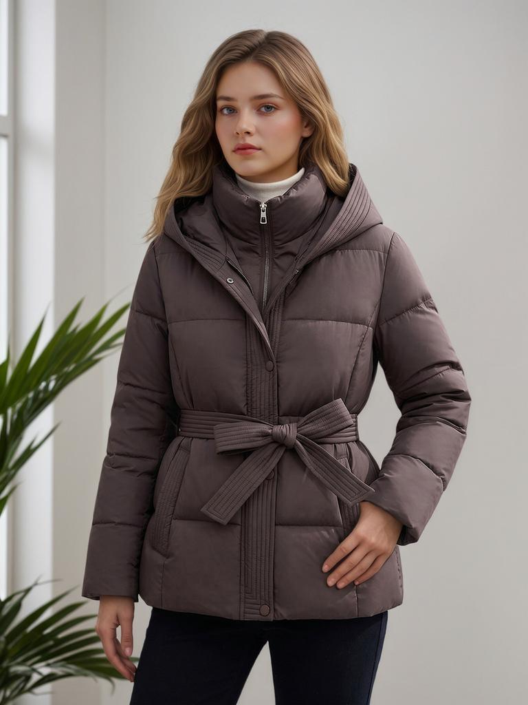 Winter new thickened down cotton clothes women's medium and long thin slim hooded lace-up warm jacket