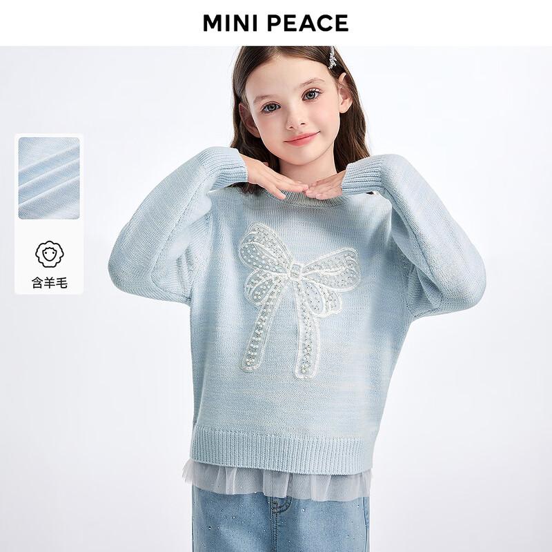 Свитер для девочек MiniPeace с бантом и сетчатой отделкой по низу