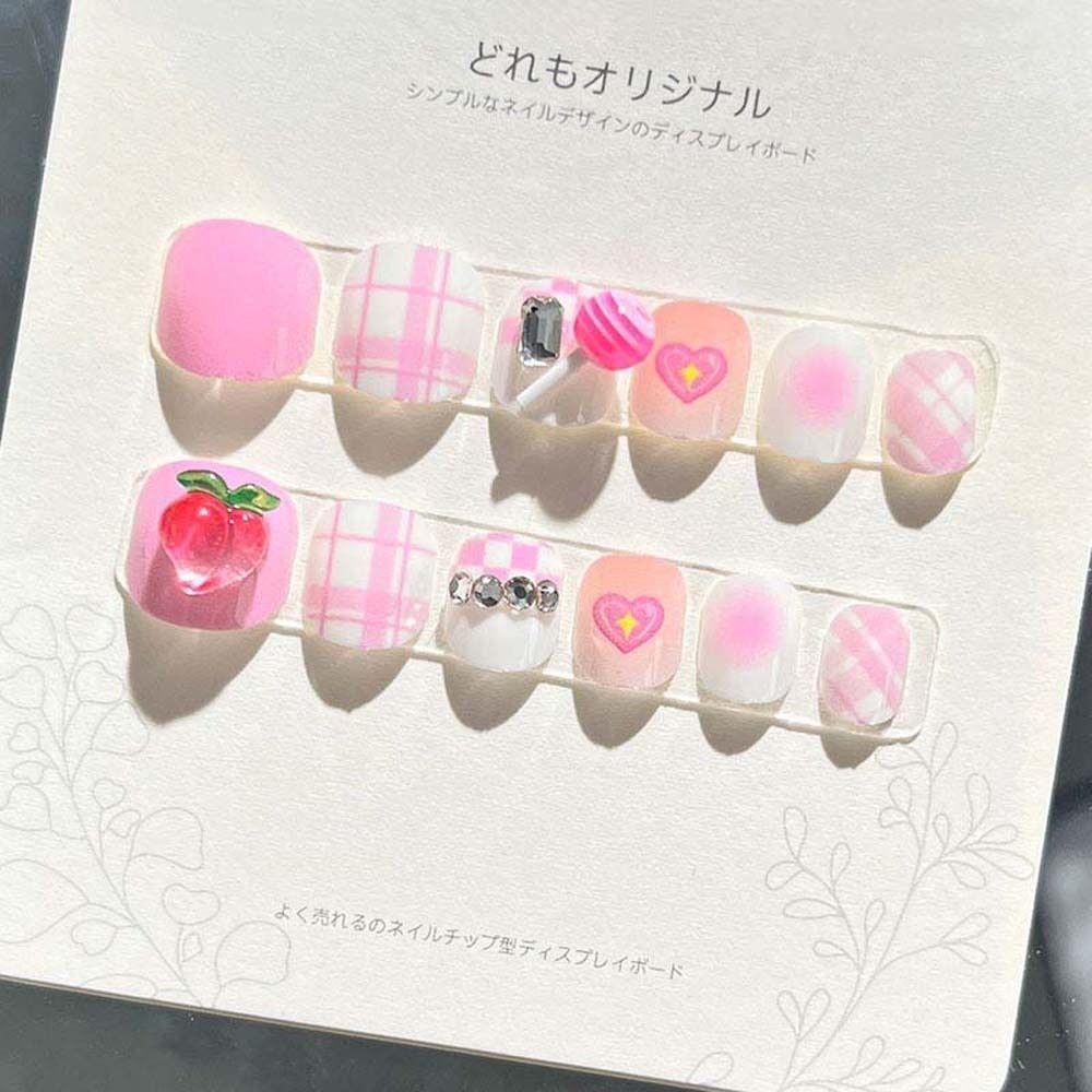 Flower Kids Cartoon Fake Nails Bears Cartoon Nail Accessories Children False Nails Kids Toys