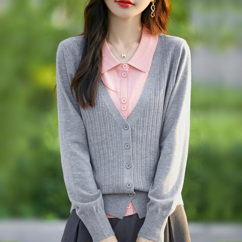 Женский кашемировый кардиган Qinghe кашемир 50% шерсть 50% шелк Женский осенне-зимний кашемировый кардиган мягкий и теплый