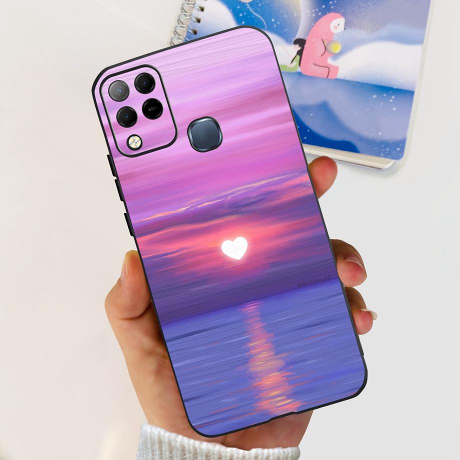 For Infinix Hot 11 G37 4G Case Cover Soft TPU Black Silicone Funda for Infinix Hot11 G37 Infinix X689F Fashion Pattern Bumper