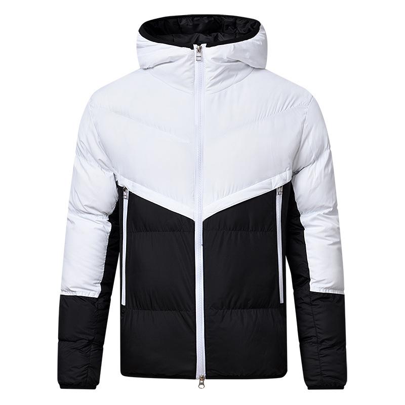 Men's Autumn and Winter Cotton Coat, Thick Cotton Coat, Hooded Men's Color Blocked Versatile Windproof Jacket