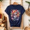 Day Of The Dead Sugar Skull Floral Graphic Tshirt Unisex Unisex Watercolor Rose Print Casual Aesthetic Short Sleeve Tee Y2k Top
