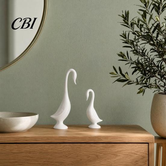 Creative Home Accent 2Pcs 3D Printed Swan Figurine, Artistic Sculpture with Stable Base, Decorative Showcase Decoration Double Ornaments, Minimalist